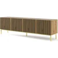 Furnlux Classic FURNLUX Table de télévision Ravenna F Beige Et Noir Et Or 200cm / Couleur principale : Marron / Dimensions : 200 x 58 x 42 cm