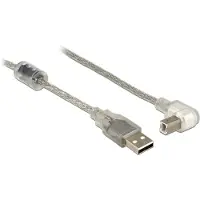 DeLOCK 3m, USB2.0-A/USB2.0-B, 3 m, USB A, USB B, USB 2.0, Mâle/Mâle, Argent, Transparent
