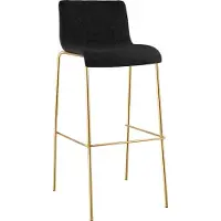 CLP Tabouret de bar Hover, revêtement en tissu, piètement métallique aspect doré, hauteur d'assise 75 cm, empilable, patins de protection