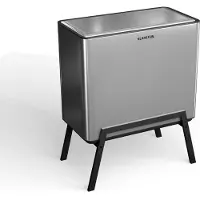 Klarstein Yuma poubelle - 40 L tri sélectif avec bac à compost, corps en acier inoxydable, pieds élégants, couvercle à bouton-poussoir, filtres à charbon actif, sans odeur
