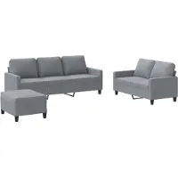 vidaXL Ensemble de canapés 3 pièces avec coussins Tissu gris clair