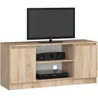 Akord Meuble TV 120 cm en Chêne Sonoma avec rangement et espace pour équipement audio