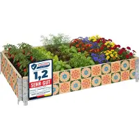 Garronda Cadre en bois avec imprimé – Jardinières surélevées pour plantes, fleurs, fruits et légumes en bois avec imprimé décoratif Fleurs avec fond
