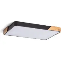LEDKIA Plafonnier Led 30w Rectangulaire Bois Et Métal 625x425 Mm Cct Sélectionnable Semi-Dari Noir