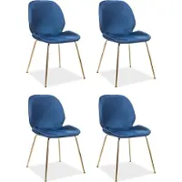 Feldmann-Wohnen Lot de 4 chaises de salle à manger et de cuisine Adrien, bleu marine et doré