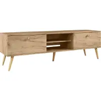 Bettso RTV Meuble TV Meuble TV Meuble TV bas Poignées de cordon boho pour salon IKON 170 cm chêne artisanal