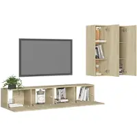 vidaXL Stabli Möbel Ensemble de 4 meubles TV Chêne Sonoma Matériau dérivé du bois - Armoires TV CC4803480 3parcel