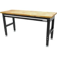 HBM Établi réglable en hauteur avec plan de travail et tiroir en bois massif 152 cm