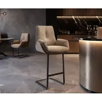 DELIFE Chaise-de-bar Clea-Flex mélange de matériaux boue Piétement luge plat métal ressorts ensachés