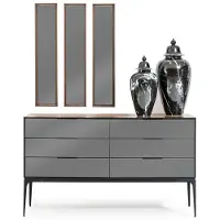 AEA Miroir de luxe 3pcs miroir étroit avec cadre marron miroir mural 3pcs