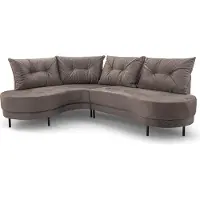 Bettso Canapé d'angle aux angles arrondis, modèle LUXOR, 287 cm, beige, côté gauche