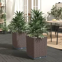 Prolenta Maison Exclusive - Jardinières, lot de 2, couleur marron, 30x30x37 cm, en polypropylène