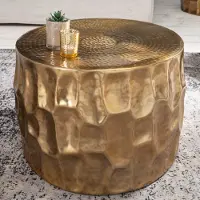 Invicta riess-ambiente Table basse ronde ORGANIC ORIENT 55 cm dorée Métal martelé Design 3D Table d'appoint Table de salon Table basse