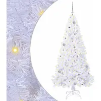 Syfax Sapin de Noël artificiel avec 300 LED Blanc 180 cm PVC et Acier