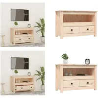 vidaXL Armoire TV 79x35x52 cm Pin massif - Armoire TV - Armoire TV en bois - Meuble TV