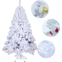 Jiubiaz Arbre de Noël Décoration de Noël en plastique Sélection avec support 210cm Blanc