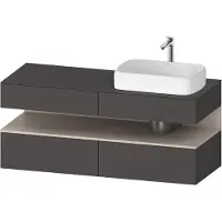 Duravit Collection One Meuble sous-vasque sur console, 2 tiroirs, 2 coulissants, découpe à droite, 1400x550x600mm, niche taupe mat, QA4766091490000