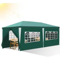 Peviasot Pavillon de jardin , tente de jardin, tente de marché, structure stable, pavillon de jardin avec revêtement PE, protection solaire pour l'extérieur, couleur verte, dimensions 3 x 6 mètres