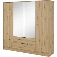 Bettso Armoire moderne LYKE pour le salon avec miroir Chêne Artisan