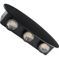 ITALUX Applique d'extérieur minimaliste ellipse LED 6W couleur chaude top down noir sablé IP54 PONTAS