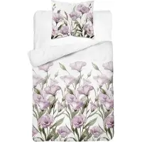 Detexpol Draps de satin 140x200 Fleurs violettes sur fond blanc 5328 B Home Satin 41