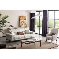 AEA Weiße Exklusive Wohnzimmer Textil Garnitur 3-Sitzer Luxus Sessel 2tlg