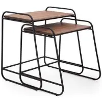 AEA Designer 2x Ablagetische Designer Couchtisch Holzplatte Wohnzimmer Möbel
