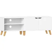 Vasagle Meuble TV 2 Portes, Support Télé avec Étagères Réglables, Longueur 140 cm, Blanc