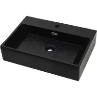 Syfax Vasque avec trou de robinet en céramique Noir 76x42,5x14,5 cm