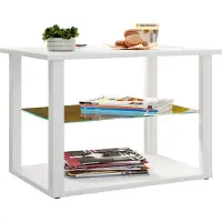 VCM Table latérale en bois avec verre de sécurité ESG | Table basse simple | Dimensions env. H. 45 x W. 65 x D. 45 cm | Table salon | Table basse - Wanilo M