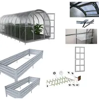 BAUMERA Ensemble de serre KLASIKA 3x6 m – polycarbonate 6 mm, porte supplémentaire, étagère, système d’irrigation, 2 bacs de culture surélevés, fenêtre de toi