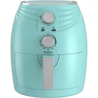 TurboTronic Friteuse sans Huile Vintage - TT-AF11M - Airfryer Rétro 3,5 Litres 1200W Deux Boutons Rotatifs Thermostat 90 à 210°C Minuterie 30 Min Grille Amovible Noir Turquoise