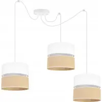 Light11 HOME Light-Home Juta Spider Lampe à suspendre - métal avec abat-jour en tissu - E27 - Spider 3-flamme 20 cm - base blanche et jute et blanc