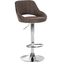 CLP Tabouret de bar , revêtement en tissu, réglable en hauteur, pivotant, avec dossier | Couleur : marron, structure : chromée