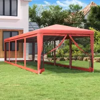 Prolenta Maison Exclusive - Tente de réception avec 10 parois latérales en filet, rouge, 3 x 12 m, HDPE