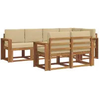 vidaXL Ensemble de canapés d'extérieur avec coussins 7 pièces Nature et Beige