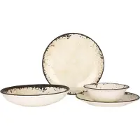 RINART Set de vaisselle (Large) - Mega - 24 pièces - 6 personnes - Porcelaine