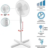 Ito electronics Ventilateur sur pied - 3 vitesses - hauteur réglable - pivotant - Ø 40cm