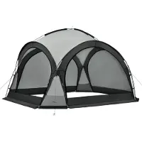 Pro-Tec Pavillon dôme Grästorp Tente événementielle avec LED Tente de réception avec éclairage inclus avec module solaire Tente de fête étanche 3,45 x 3,45 x 2,47 m Gris