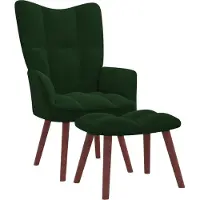vidaXL Fauteuil Relax avec Tabouret Vert Foncé Velours - Fauteuil Relax Avec Tabouret - Fauteuil Avec Tabouret - Fauteuil Avec Tabouret