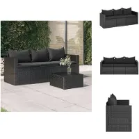 vidaXL Canapé de jardin 3 places avec coussins noir Poly rotin - Canapés de jardin