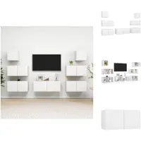 vidaXL Ensemble de 7 meubles TV Blanc Matériau dérivé du bois - Meubles TV