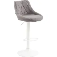 CLP Tabouret de bar Lazio, revêtement en tissu, réglable en hauteur et pivotant à 360 degrés. Couleur : gris. Structure : blanche