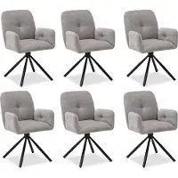 Homestyle4u Chaise de Salle à Manger Lot de 6 Moderne Tissu Gris Design Chaises de Cuisine Chaises pas Cher Fauteuils Rembourrée