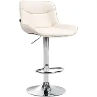 CLP Chaise de bar Vonore - simili-cuir, structure chromée - Crème