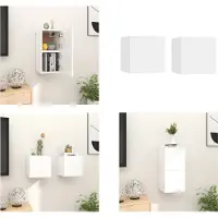 vidaXL Armoires TV murales 2 pcs. Blanc 30,5x30x30 cm - Armoire TV - Armoires TV - Armoires TV