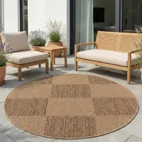 Carpetsale24 Tapis Intérieur Extérieur Imperméable Aspect Naturel Jute Idéal pour Salon Cuisine Terrasse et Balcon, Taille: 80 cm Rond