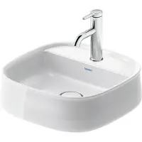 Duravit Vasque à poser Zencha sans robinetterie avec bloc de robinetterie 420x420mm blanc (420 mm, 420 mm)
