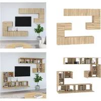 vidaXL Armoire TV murale Chêne Sonoma Matériau dérivé du bois - Armoire TV murale - Meuble TV