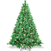Vigevee Arbre de Noël artificiel , 210 cm, avec 400 LED blanc chaud, en PVC et métal, branches qui s'ouvrent automatiquement, couleur verte